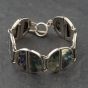 Second Hand Silver Mother Of Pearl Inlaid Semi-Circle Joined Link 8 Inch T-Bar Bracelet 41251639