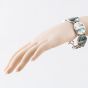 Second Hand Silver Mother Of Pearl Inlaid Semi-Circle Joined Link 8 Inch T-Bar Bracelet 41251639