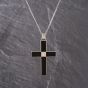 Second Hand Silver Black Enamel Cross Pendant & 18 Inch Belcher Chain 41251643