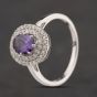 Second Hand Sterling Silver Purple & White Cubic Zirconia Oval Cluster Ring 41251661