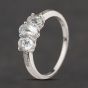 Second Hand Sterling Silver Aquamarine & Diamond Shoulder Set Three Stone Ring 41251666