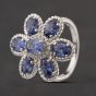 Second Hand Sterling Silver Tanzanite Cubic Zirconia & White Cubic Zirconia Large Flower Cluster Ring 41251667