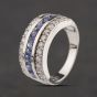Second Hand Sterling Silver Tanzanite Cubic Zirconia & White Cubic Zirconia Three Row Ring 41251668
