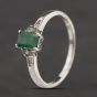 Second Hand Sterling Silver Emerald & White Topaz Shoulder Set Dress Ring 41251672
