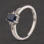 Second Hand Sterling Silver Tanzanite & White Topaz Shoulder Set Dress Ring 41251674