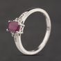 Second Hand Sterling Silver Rubellite & White Topaz Shoulder Set Dress Ring 41251675
