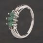 Second Hand Sterling Silver Emerald & White Topaz Shoulder Set Dress Ring 41251679
