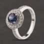 Second Hand Sterling Silver Blue & White Cubic Zirconia Halo Cluster Ring 41251683