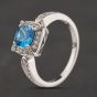 Second Hand Sterling Silver Synthetic Blue Topaz & Cubic Zirconia Cluster Ring 41251684