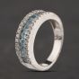 Second Hand Sterling Silver Blue & White Cubic Zirconia Three Row Ring 41251689