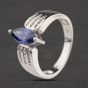 Second Hand Sterling Silver Tanzanite & White Cubic Zirconia Marquise Shape Dress Ring 41251691