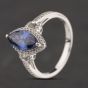 Second Hand Sterling Silver Purple & White Cubic Zirconia Marquise Shape Cluster Ring 41251692