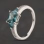 Second Hand Sterling Silver Turquoise & White Cubic Zirconia Dress Ring 41251696