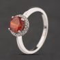 Second Hand Sterling Silver Red & White Cubic Zirconia Round Dress Ring 41251702