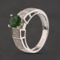 Second Hand Sterling Silver Green Glass & White Cubic Zirconia Shoulder Set Dress Ring 41251704