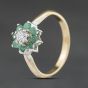Second Hand Gold Plated Sterling Silver White & Green Glass Flower Cluster Ring 41271045