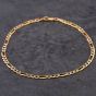 Second Hand 9ct Two Colour Gold Ankle 9.5 Inch Figaro Chain Bracelet 41281295