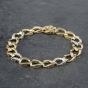 Second Hand 18ct Two Colour Gold Diamond Set 7 Inch Curb Chain Bracelet 41281429