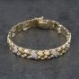 Second Hand 14ct Two Colour Gold Cubic Zirconia Set Woven Link 7.5 Inch Bracelet 41281450