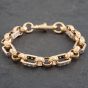 Second Hand 9ct Yellow Gold Cubic Zirconia Set Engraved Link 7 Inch Belcher Chain Bracelet 41281463