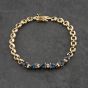 Second Hand 9ct Yellow Gold Sapphire & 0.20ct Diamond Set 7 Inch Bracelet 41281529