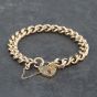 Second Hand Vintage 9ct Yellow Gold Padlock & Safety Chain 7 Inch Curb Chain Bracelet 41281560