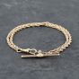 Second Hand Vintage 9ct Rose Gold Double Row 7.5 Inch Rope T-Bar Bracelet 41281569