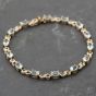 Second Hand 9ct Yellow Gold Blue Topaz & 0.14ct Diamond Set 8 Inch Bracelet 41281581