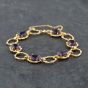 Second Hand 9ct Yellow Gold Amethyst Set 7.5 Inch Bracelet 41281591