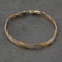 Second Hand 9ct Three Colour Gold Plaited 7.5 Inch Herringbone Chain Bracelet 41281609