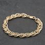 Second Hand 9ct Yellow Gold Triple Link Rope Textured 8.5 Inch Curb Chain Bracelet 41281618