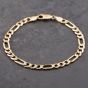Second Hand 9ct Yellow Gold 3+1 Link 7.5 Inch Figaro Chain Bracelet 41281693
