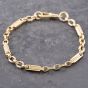Second Hand 9ct Yellow Gold Twisted Bar And Oval Link 8 Inch Fancy Chain Bracelet 41281695