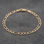 Second Hand 9ct Yellow Gold 3+1 Link 7.5 Inch Figaro Chain Bracelet 41281734