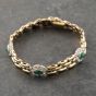Second Hand 9ct Yellow Gold Emerald & Cubic Zirconia Multi Cluster 7 Inch Bracelet 41281763