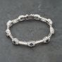 Second Hand 9ct White Gold Sapphire & 1.08ct Diamond Cluster Set Flexible Bar 7 Inch Bracelet 41281811