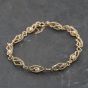 Second Hand 9ct Yellow Gold Cultured Pearl Set 7 Inch Fancy Chain Bracelet 41281834