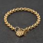 Second Hand 9ct Yellow Gold Textured Heart Padlock 7 Inch Belcher Chain Bracelet 41281845