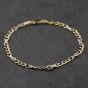 Second Hand 9ct Two Colour Gold Fancy 7.5 Inch Figaro Chain Bracelet 41281849