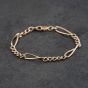 Second Hand Vintage 9ct Rose Gold 7 Inch Figaro Chain Bracelet 41281870