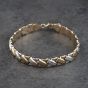 Second Hand 9ct Two Colour Gold Patterned Cross Design 7.5 Inch Chain Bracelet 41281875