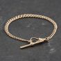 Second Hand 9ct Rose Gold Graduated T Bar 8 Inch Curb Chain Bracelet 41281924