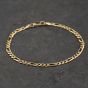 Second Hand 9ct Two Colour Gold 7.5 Inch Figaro Chain Bracelet 41281967