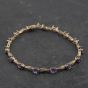 Second Hand 9ct Two Colour Gold Amethyst & 0.07ct Diamond Set 7.5 Inch Bracelet 41282011