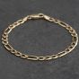 Second Hand 9ct Yellow Gold 3+1 Link 7.5 Inch Figaro Chain Bracelet 41282018