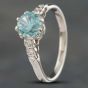 Second Hand Vintage White Gold Diamond & Blue Zircon Dress Ring 4129546