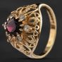 Second Hand 9ct Yellow Gold Garnet & Cubic Zirconia Dress Ring 4129563