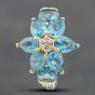 Second Hand 9ct Yellow Gold Pear Shaped Aquamarine & Diamond Cluster Ring 41295826