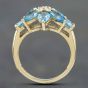 Second Hand 9ct Yellow Gold Pear Shaped Aquamarine & Diamond Cluster Ring 41295826