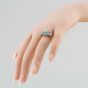 Second Hand 9ct Yellow Gold Pear Shaped Aquamarine & Diamond Cluster Ring 41295826